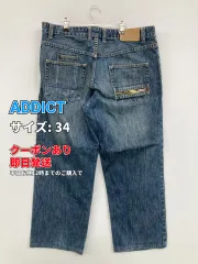 ADDICT デニムパンツ 34 ブルー クロップド・半端丈 無地 ワンポイント スタンダード ストレート レギュラー ヴィンテージ メンズのサムネイル
