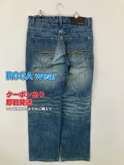ROCA wear ロカウェア デニムパンツ ブルー フルレングス 無地 スタンダード ワンポイント 刺繍 ストレート レギュラー ヴィンテージ メンズのサムネイル