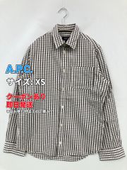 A.P.C. アーペーセー シャツ/ブラウス XS ホワイト コットン チェック柄 ミドル丈 長袖 レギュラーカラー メンズ