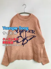 Younger Song ヤンガーソング ニット/セーター M ピンク ウール・ニット ナイロン ニット 前面プリント バックプリント ブランドロゴ ミドル丈 長袖 クルーネック(丸首) メンズ レディースのサムネイル