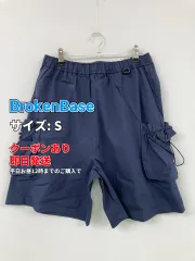 BrokenBase ブロークンベース カーゴパンツ S ネイビー ショート・ひざ上丈 コットン ナイロン 無地 ワンポイント ワイド・ルーズ ストレート レギュラー ウエストゴム・紐 メンズのサムネイル