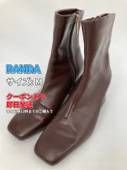 RANDA ランダ ブーツ M ブラウン 無地 合成皮革/人工皮革 スクエアトゥ ショート 紐なし 太ヒール プレーントゥ レディースのサムネイル