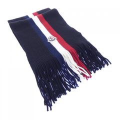 箱付き】Moncler ネイビー ストライプ マフラー - メルカリ