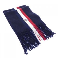 箱付き】Moncler ネイビー ストライプ マフラー - メルカリ
