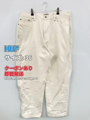 HUF ハフ デニムパンツ 36 ホワイト 無地 ワイド・ルーズ テーパード ハイウエスト メンズのサムネイル