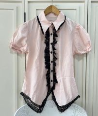 00s moussy マクブリング y2k 平成ピンク チェック フリルブラウス 