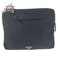美品 PRADA プラダ テスート 三角ロゴプレート ブラック 黒 シルバー金具 ナイロン クラッチバッグ PCケース 男女兼用 レディース 602113【中古】のサムネイル