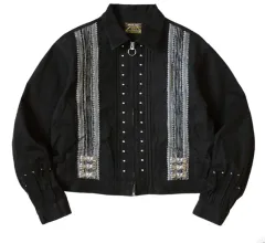 KAPITAL 12oz アロー パータン ジャカード デニム ドリズラージャケット ブラックのサムネイル