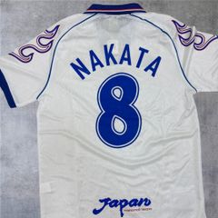 日本代表 中田英寿 98年 W杯 炎 ユニフォーム 背番号8 白 Tシャツ