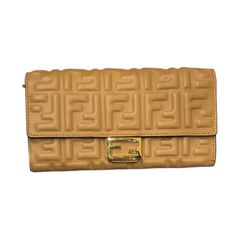 FENDI バゲットコンチネンタル ウォレット 長 財布 レザー ベージュ