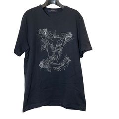 極美品 ルイヴィトン エンブロイダリーLVフラワー LVロゴ 刺繍 Tシャツ
