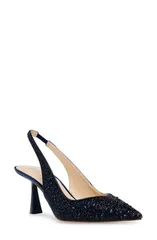 ベッツィジョンソン レディース シューズ ヒール Betsey Johnson Clark Slingback Pointed Toe Pump Navy ネイビーのサムネイル