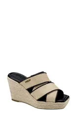 ダナ キャラン ニューヨーク レディース シューズ ヒール プラットフォーム サンダル DKNY Cresson Platform Wedge Sandal Natural Black ブラックのサムネイル