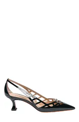サントーニ レディース シューズ パンプス レザー ヒール Santoni Womens patent leather midheel pump Black ブラックのサムネイル