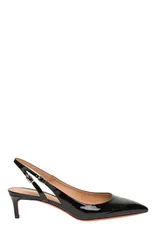 サントーニ レディース シューズ パンプス レザー ヒール Santoni Womens patent leather midheel slingback Black ブラックのサムネイル