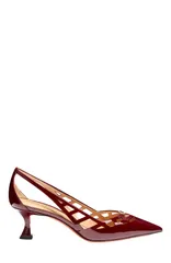 サントーニ レディース シューズ パンプス レザー ヒール Santoni Womens patent leather midheel pump Red レッドのサムネイル