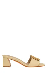 サントーニ レディース シューズ サンダル ヒール Santoni Womens raffia midheel sandal Naturalのサムネイル