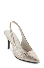 カール ラガーフェルド レディース シューズ ヒール KARLAGERFELD PARIS Rosalyn Slingback Pointed Toe Pump White Gold ホワイトのサムネイル