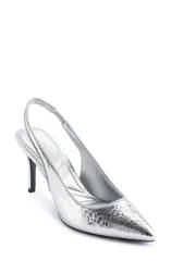 カール ラガーフェルド レディース シューズ ヒール KARLAGERFELD PARIS Rosalyn Slingback Pointed Toe Pump Silver シルバーのサムネイル