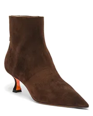 サントーニ レディース シューズ ブーツ・レインブーツ スエード アンクル ヒール Santoni Womensuede MidHeel Ankle Boot with Back Decorativeのサムネイル