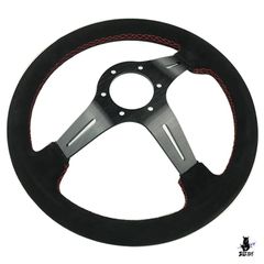 BLITZ スムースレザーレッドステッチ/ブラックスポーク 350mm P076