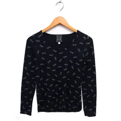 シンシアローリー CYNTHIA ROWLEY テリア柄 ラウンドネック カットソー Tシャツ プリント ラウンドヘム 長袖 黒 ブラック /NT35のサムネイル