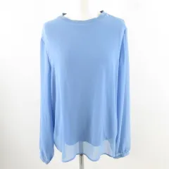 ザラウーマン ZARA WOMAN カットソー シフォン 長袖 青 L *A795のサムネイル