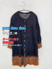 pou dou dou プードゥドゥ チュニック M ネイビー ドット柄 ボーダー柄 長袖 ひざ丈 レディースのサムネイル