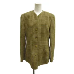 ジョルジオアルマーニ GIORGIO ARMANI ノーカラージャケット 上着 ウール 38 茶 ブラウン 千鳥格子柄 長袖 /PP ■GY62のサムネイル
