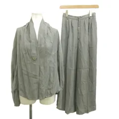 ヒロココシノ HIROKO KOSHINO セットアップ ジャケット ワイドパンツ グレー 無地 長袖 上着 ボトムス /YU ■ECC006のサムネイル