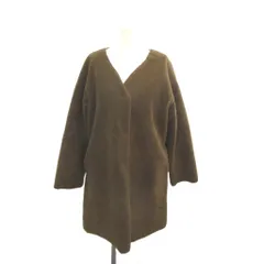 ジャーナルスタンダード レリューム JOURNAL STANDARD relume ノーカラーコート 38 茶 ブラウン 無地 Vネック 長袖 ボア ミドル丈 /MD ■GY75のサムネイル