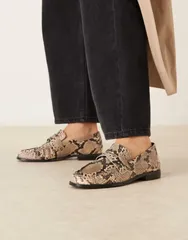 エイソス レディース シューズ スリッポン・ローファー ギャザー ASOS DESIGN Minnie ruchedetailoafers in snakeのサムネイル