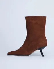 トップショップ レディース シューズ ブーツ・レインブーツ レザー ヒール Topshop Sienna Premium leather square toe mid heel boots in taのサムネイル