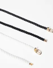 エイソス レディース アクセサリー ベルト ASOS DESIGN 2pack braided skinny waist and hip belt multi マルチカラーのサムネイル