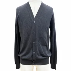 極美品▼PRADA プラダ 2022年製 DNA959 バージンウール100% Vネック ハイゲージニット カーディガン ダークグレー 50 伊製 正規品 メンズのサムネイル