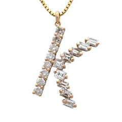 K.uno ケイウノ 0.70ct ダイヤモンド ダイヤ ネックレス K18 750 K14 585 イニシャル K イエローゴールド ペンダント イニシャルペンダント バケットカット ラウンドカット ジュエリー 5185のサムネイル