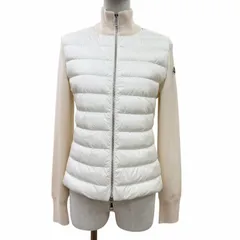 極美品☆MONCLER モンクレール 2023年製 ロゴワッペン ニット切替デザイン ダウンジャケット ホワイト XS 正規品 レディースのサムネイル