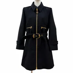 極美品◇LOUIS VUITTON ルイヴィトン 2020年製 裏地シルク100％ モノグラムジッパープル ベルト付 コート ブラック 40 フランス製 正規品のサムネイル