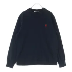 AMI Alexandre Mattiussi (アミアレクサンドルマテュッシ) L/S T-Shirt ハートロゴ刺繍 長袖Tシャツ ロンT ブラック E22UTS200.701のサムネイル