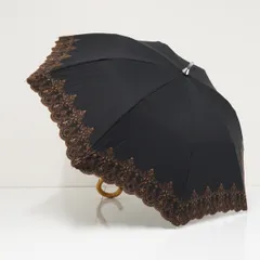 日傘 DAKS ダックス USED美品 晴雨兼用 スカラップ 刺繍 ブラック 遮光 UV 47cm S4231のサムネイル