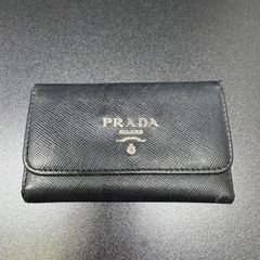 美品 PRADA プラダ キーケース ナイロン 三角ロゴ 黒 4連 サフィアーノ
