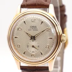 ⭐ORIS オリス 7427-26 手巻き 17石 スモールセコンド アイボリーギョーシェ文字盤 ゴールドカラーケース メンズ ヴィンテージ スイス製 腕時計 希少 クラシック レアのサムネイル
