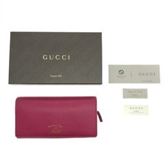 GUCCI スウィング コンチネンタル シボレザー ピンクベージュ 長財布 L