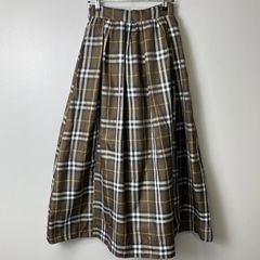 極美品チェック柄ロングプリーツスカートバーバリーウエストゴム38