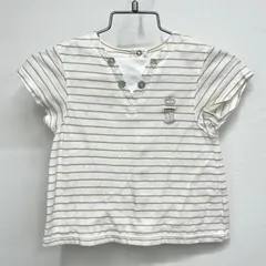 【ベビーディオール baby Dior】キッズ 半袖ボーダーカットソー ポロTシャツ 90 (24M) ベージュ×ホワイトのサムネイル
