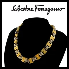 【Ferragamo】ロゴ ヴァラ チェーン ネックレス ゴールド/金カラー シルバーカラー ペンダント ヴィンテージ Salvatore/サルヴァトーレフェラガモ (SER-8343)のサムネイル
