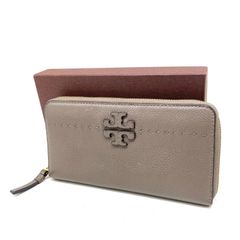 極美品 TORYBURCH 長財布 二つ折り レザー グレージュ マルチカラー