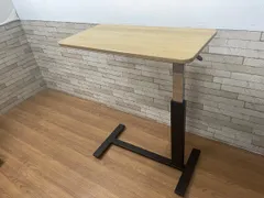 ▼美品 ニトリ キャスター付 昇降式テーブル JY03-02 LBR ライトブラウン ガス圧 パソコンテーブル 補助テーブル サイドテーブル (畑1810)のサムネイル