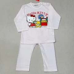 【激レア】新品　Hello Kitty 夏　90 パジャマ　ルームウェア 上下セット　綿　平成レトロ　サンリオのサムネイル