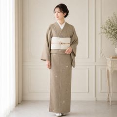 ゴールドベージュ色 訪問着 付け下げ 花柄 新品 袷 裄65.5身丈156